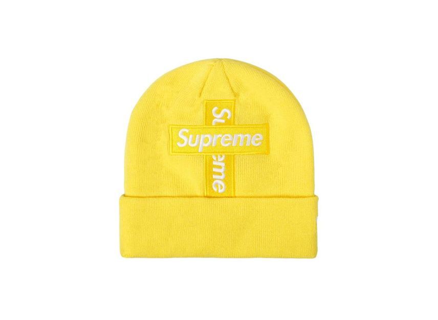 Supreme New Era Cross Box Logo Beanie Yellow