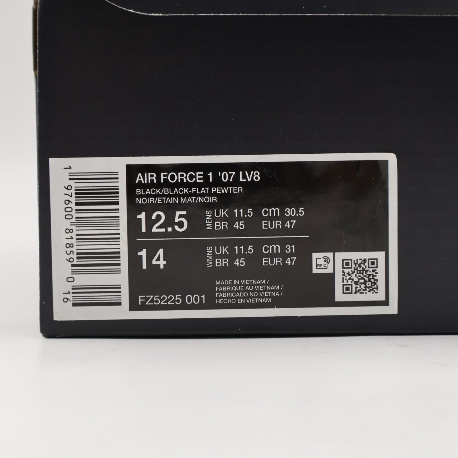 FZ5225-001 Nike Air Force 1 '07 LV8 Black Flat Pewter Coconut Milk (Men's)
