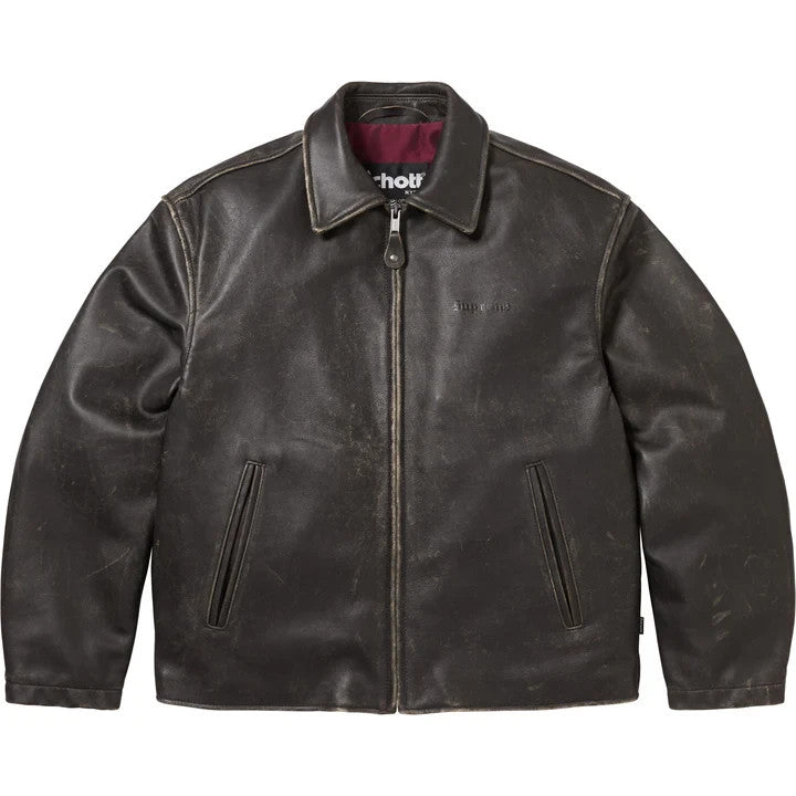 Supreme Schott Leather Racer Jacket Black