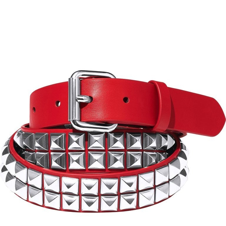 Supreme Studded Leather Belt Red