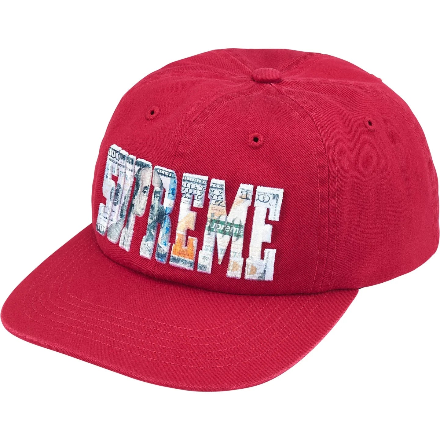 Supreme Embroidered Money Logo 6-Panel Red