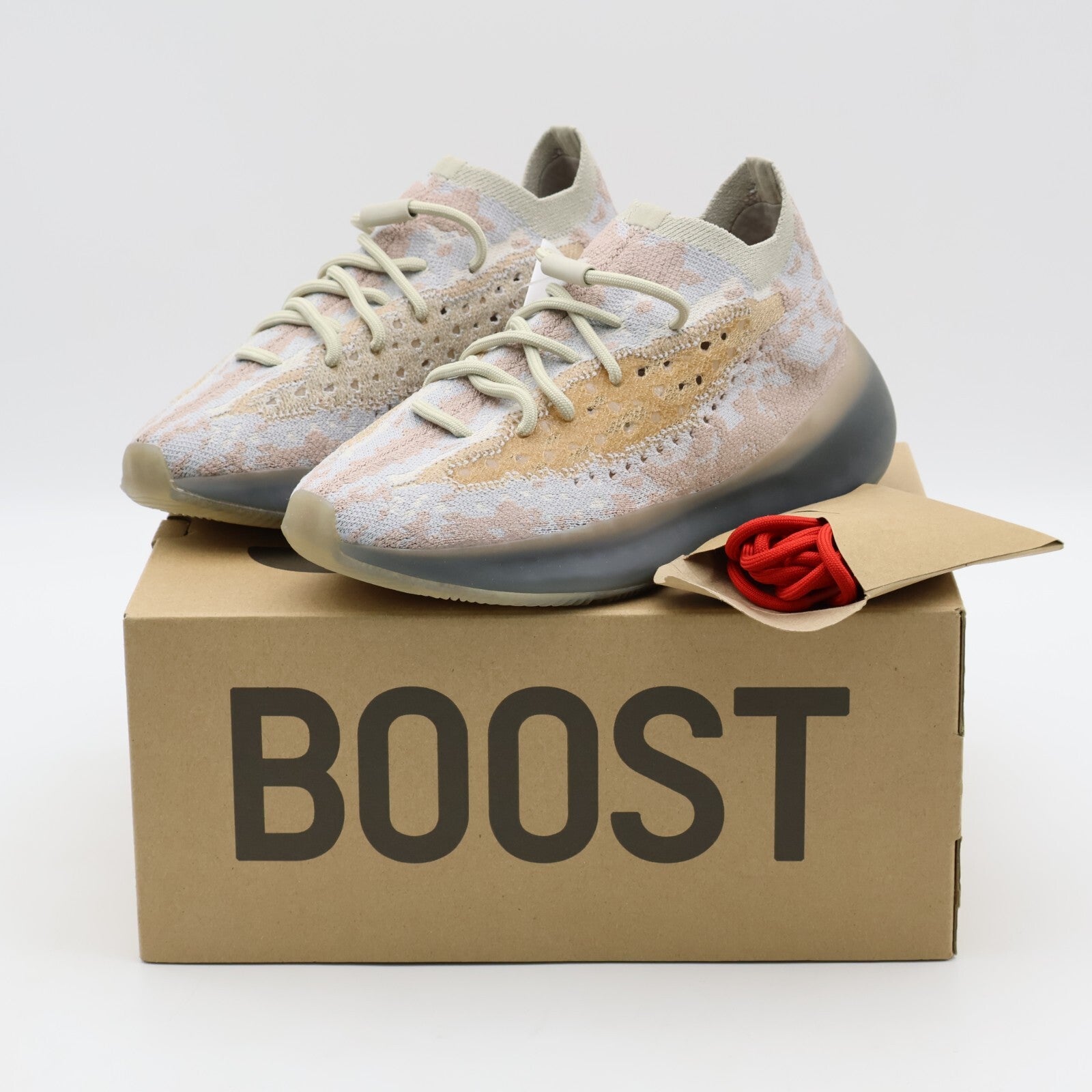 FZ1269 adidas Yeezy Boost 380 Pepper Light Grey Beige Red Sand Brown (Men's)