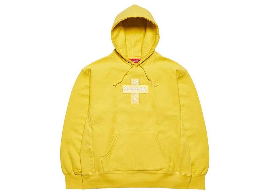 Supreme Cross Box Logo Hooded Sweatshirt Yellow