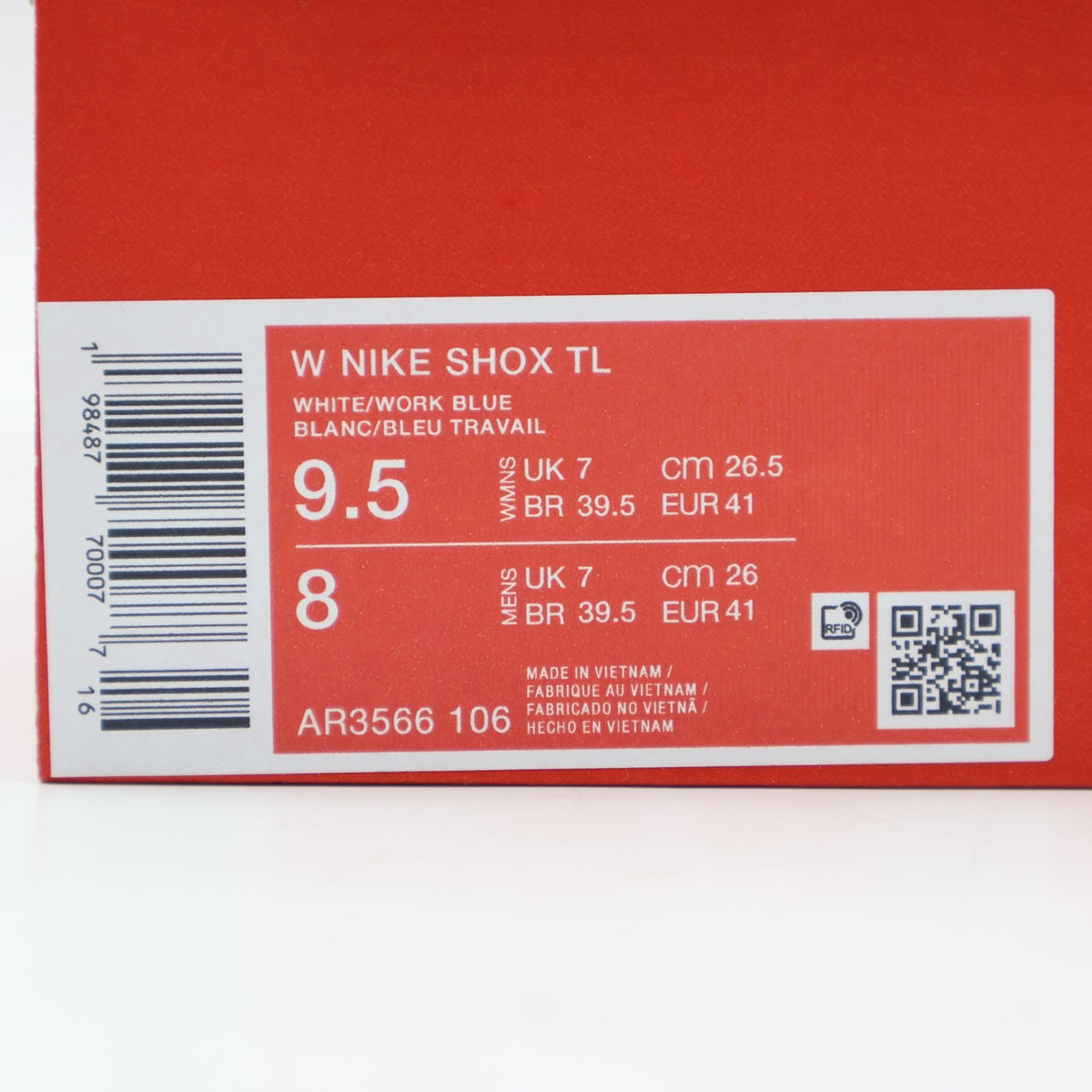 AR3566-106 Nike Shox TL White Work Blue (Women's)
