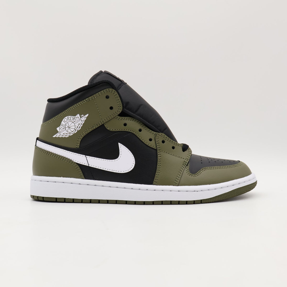 DQ8426-092 Nike Air Jordan 1 Mid Black Medium Olive Sail White (Men's)