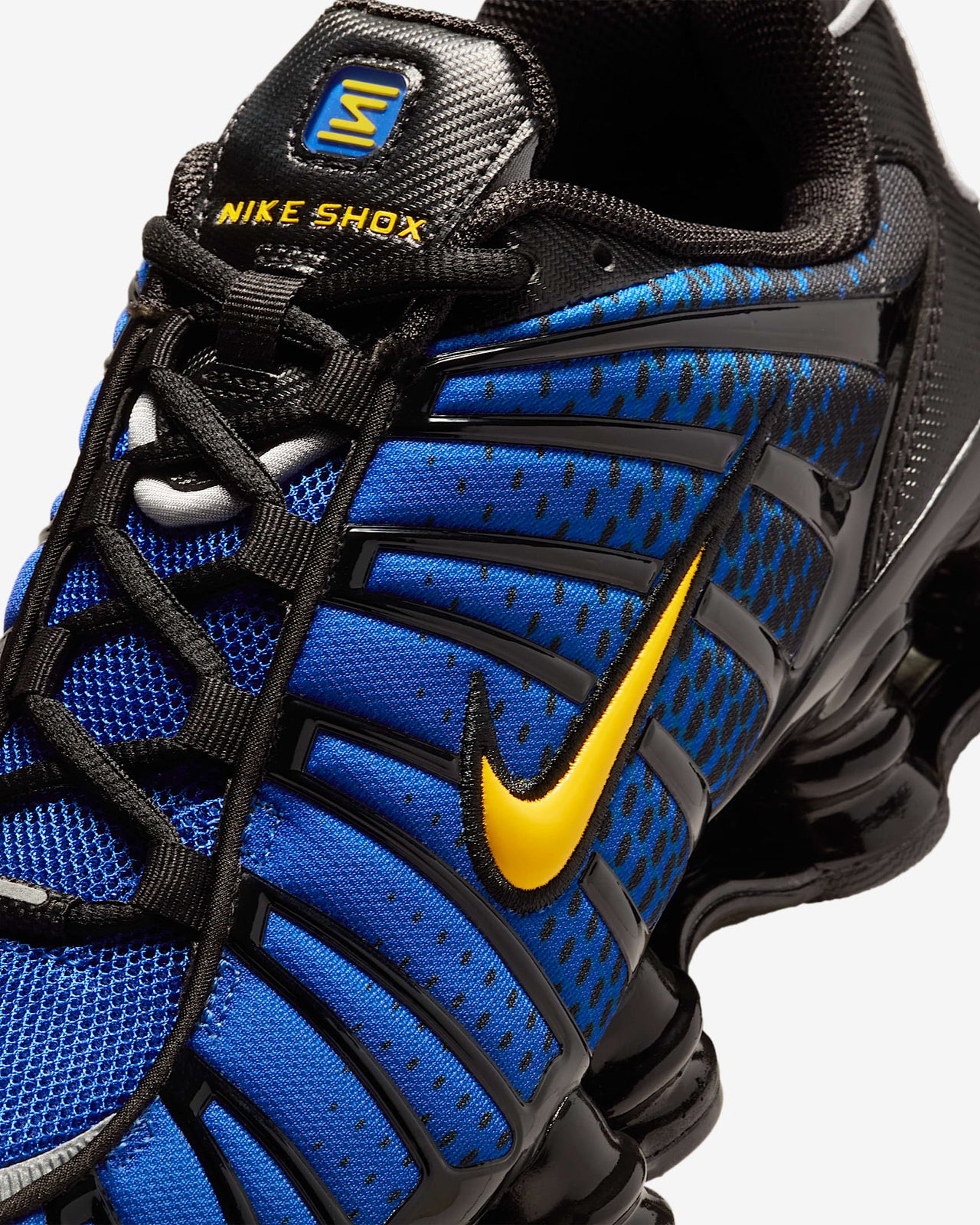 IB7670-001 Nike Shox TL Black Varsity Maize Metallic Silver Lyon Blue (Men's)