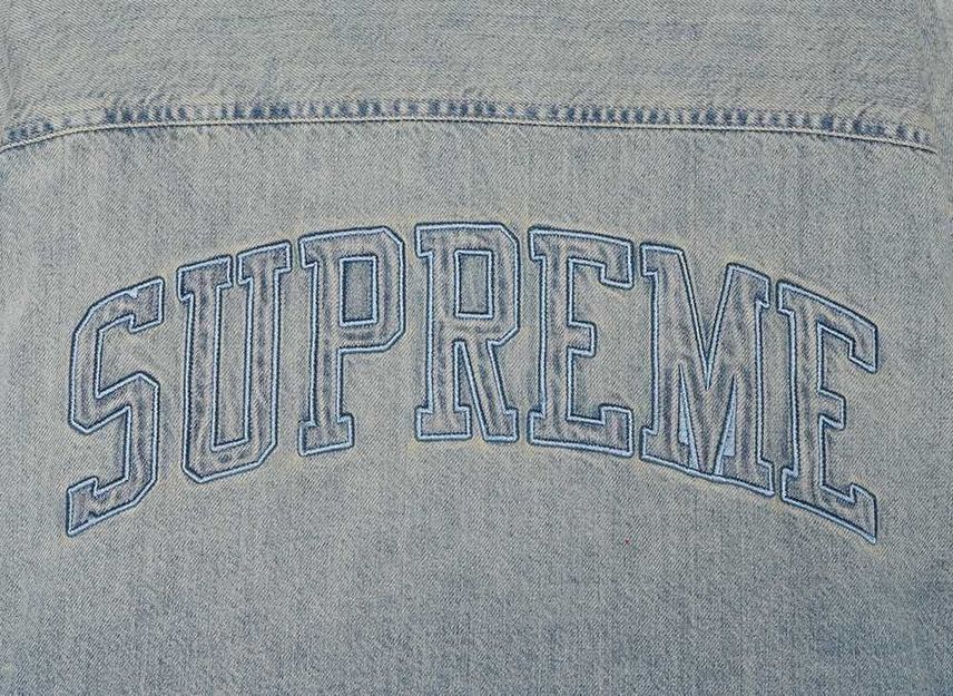 Supreme Faux Shearling Lined Work Shirt Washed Indigo Denim