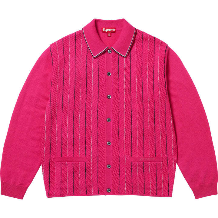 Supreme Herringbone Cardigan Pink