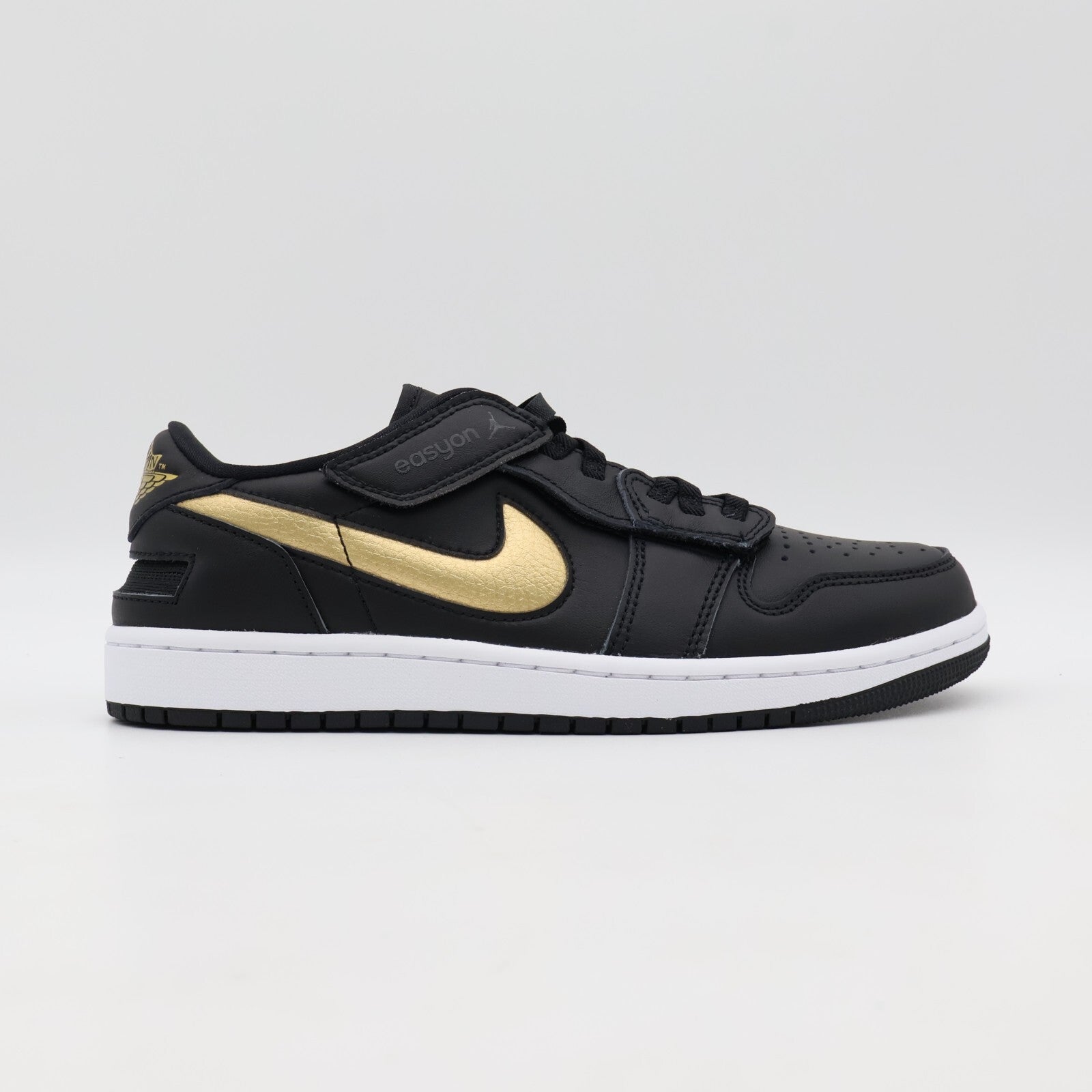 DM1206-071 Nike Air Jordan 1 Low FlyEase Black White Metallic Gold (Men's)
