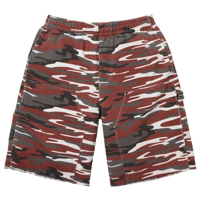 Supreme Double Knee Painter Sweatshort Red Camo