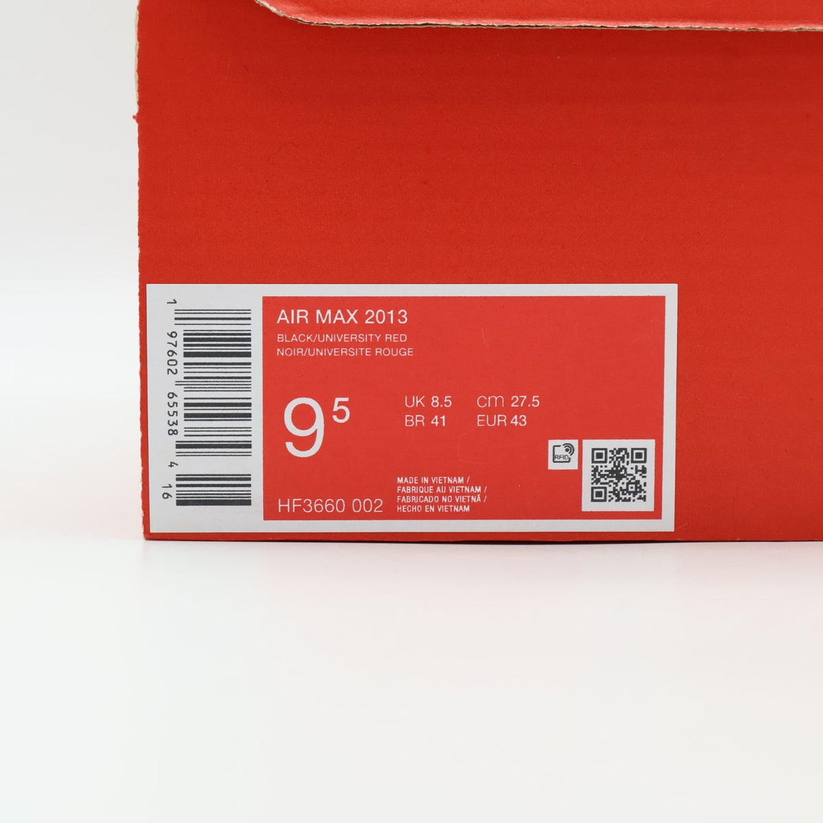 HF3660-002 Nike Air Max 2013 Black University Red (Men's)