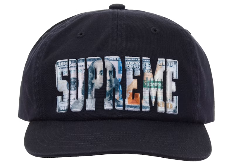 Supreme Embroidered Money Logo 6-Panel Navy