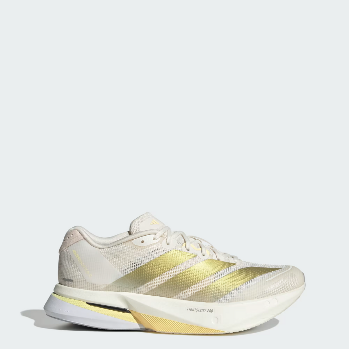 JS4952 adidas  Adizero Boston 13 Chalk White Gold Metallic Orange Tint (Women's)
