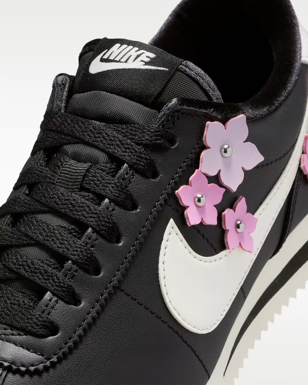 IV5675-001 Nike Cortez Leather Floral Pack Black Pink Rise (Women's)