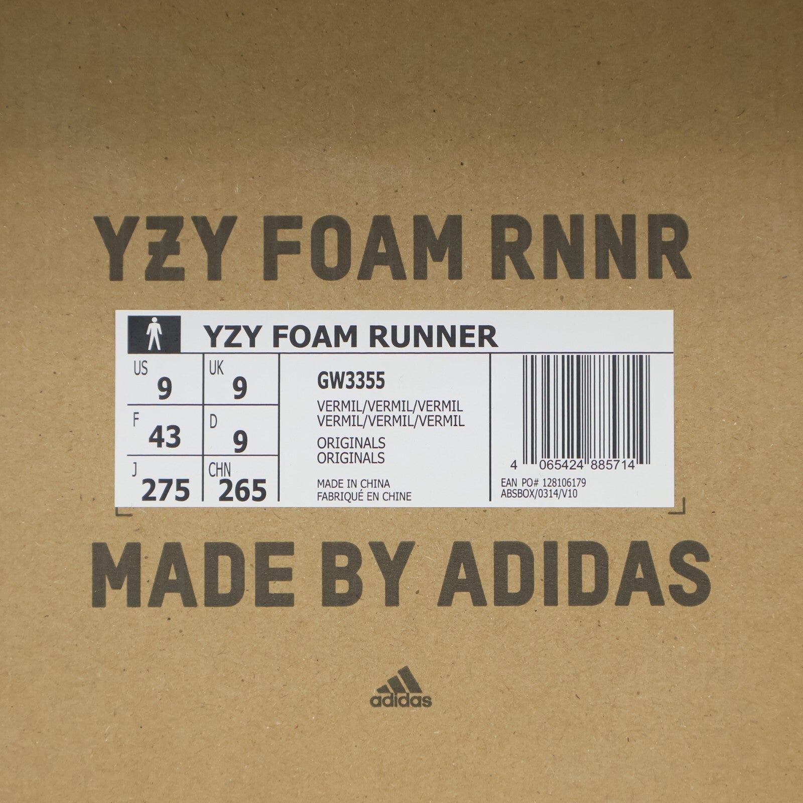 GW3355 adidas Yeezy Foam RNNR Vermillion Red (Men's)