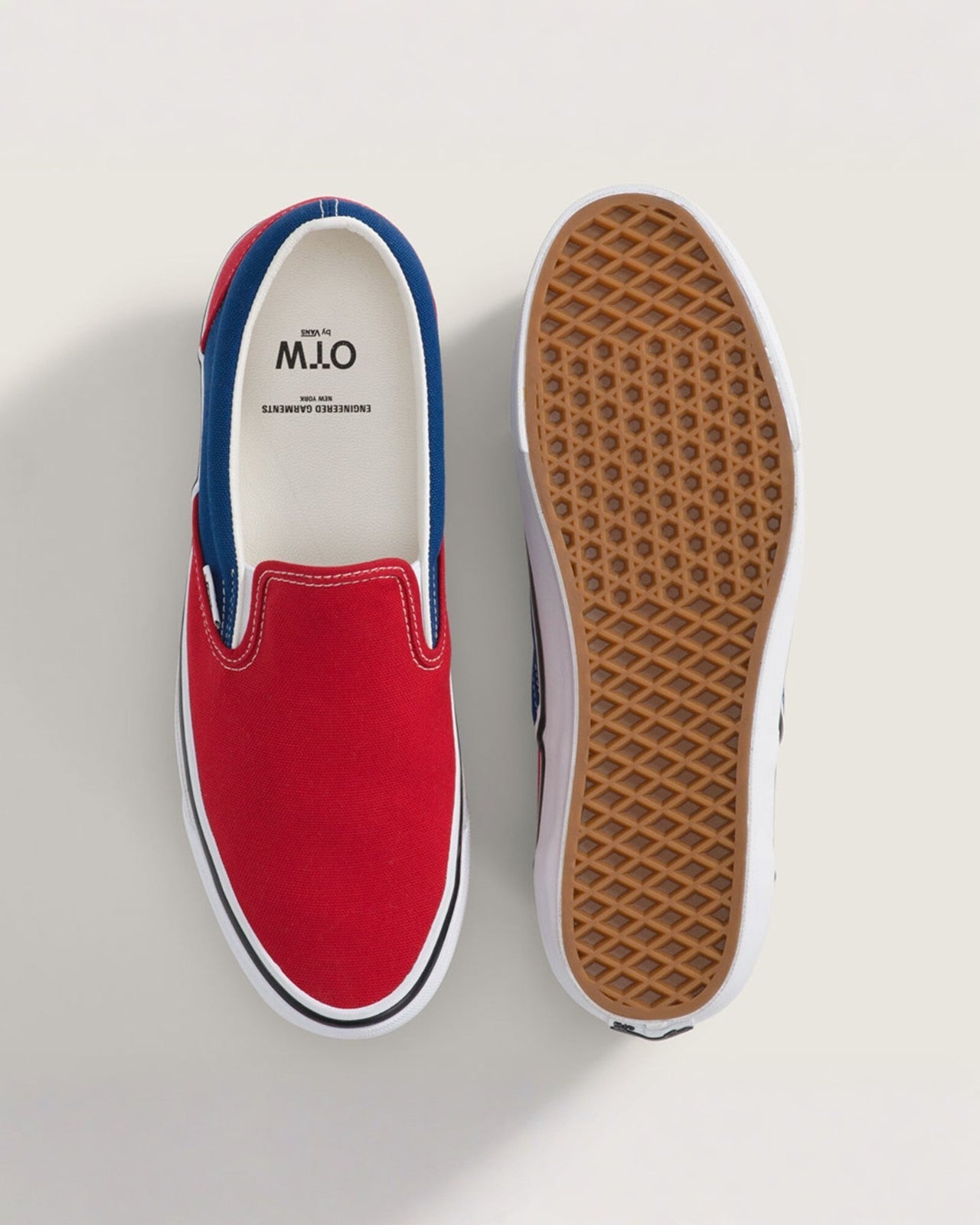 VN000EBPZ11 Engineered Garments OTW by Vans Classic Slip-On 98 Red Navy (Men's)