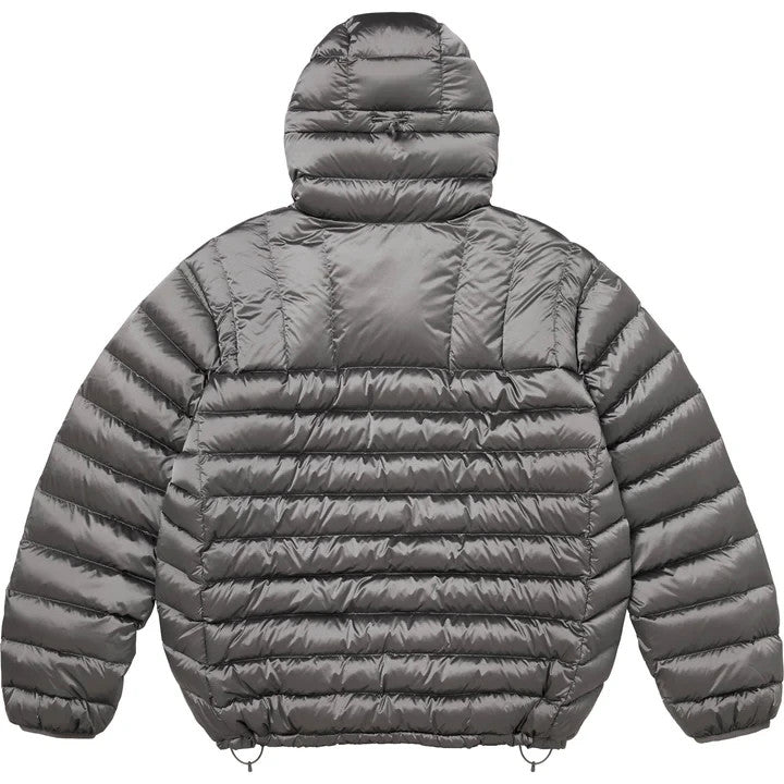Supreme Micro Down Half Zip Hooded Pullover Silver