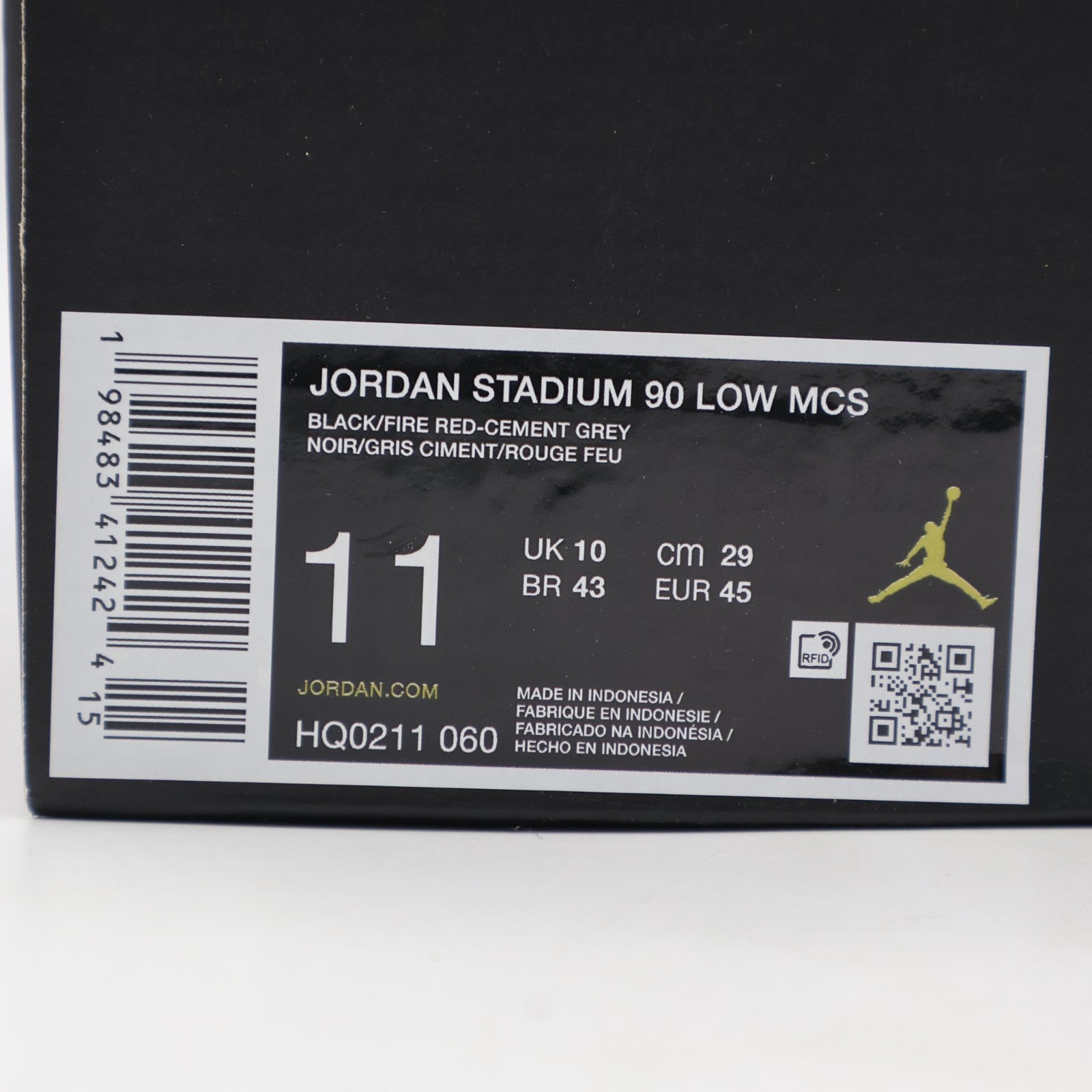 HQ0211-060 Nike Jordan Stadium 90 LOW MCS Black Cement Grey White Fire (Men's)