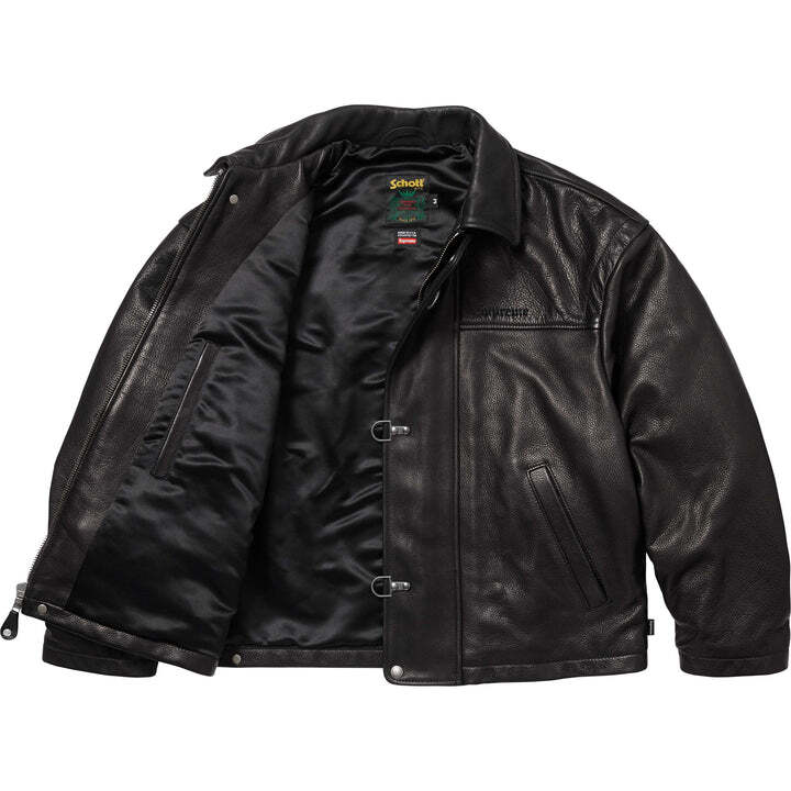 Supreme Schott Leather Clip Jacket Black