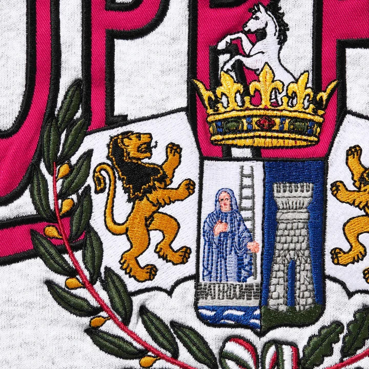 Supreme Crest Applique Half Zip Pullover Ash Grey