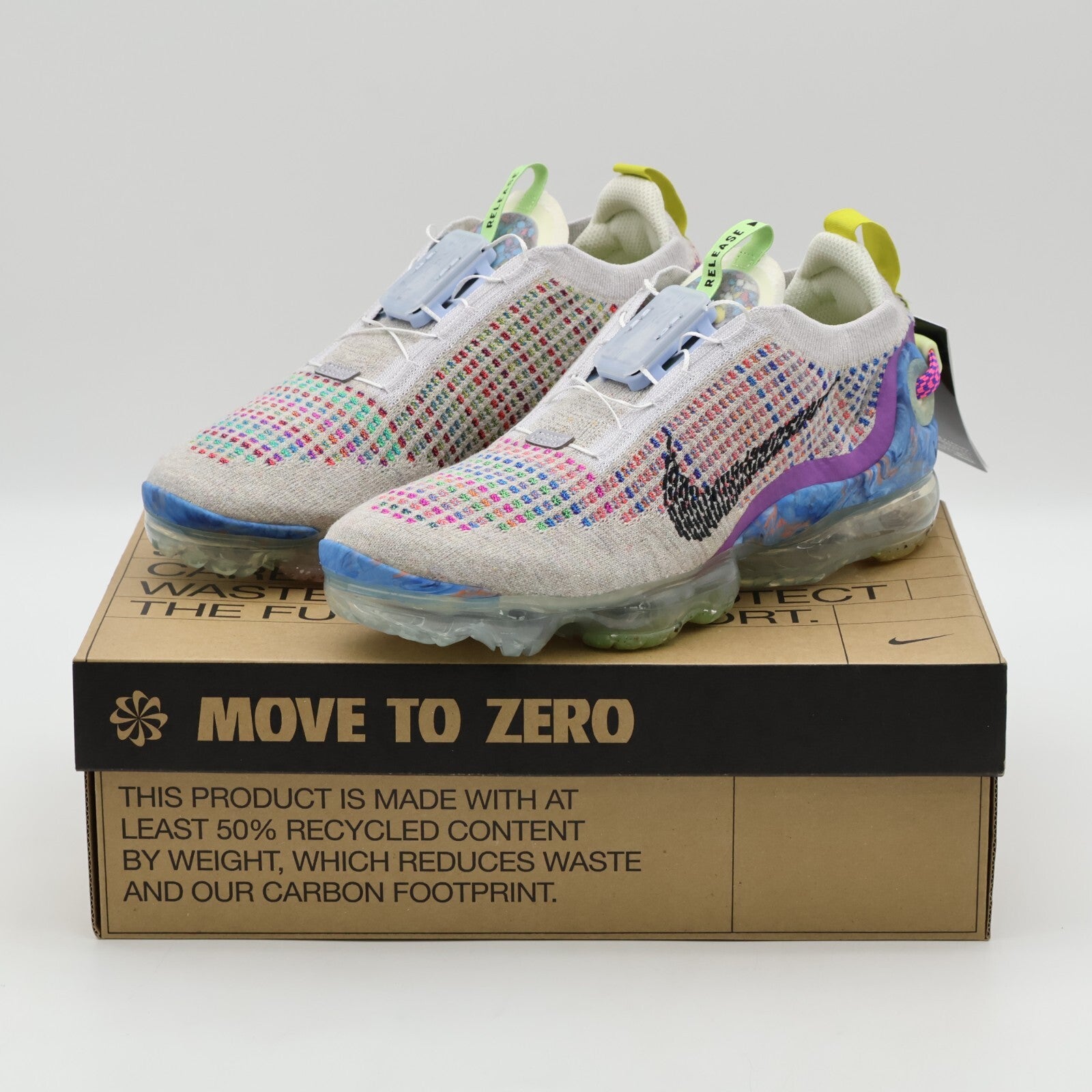CJ6740-001 Nike Air Vapormax 2020 Flyknit Pure Platinum Multi Color Black (Men's