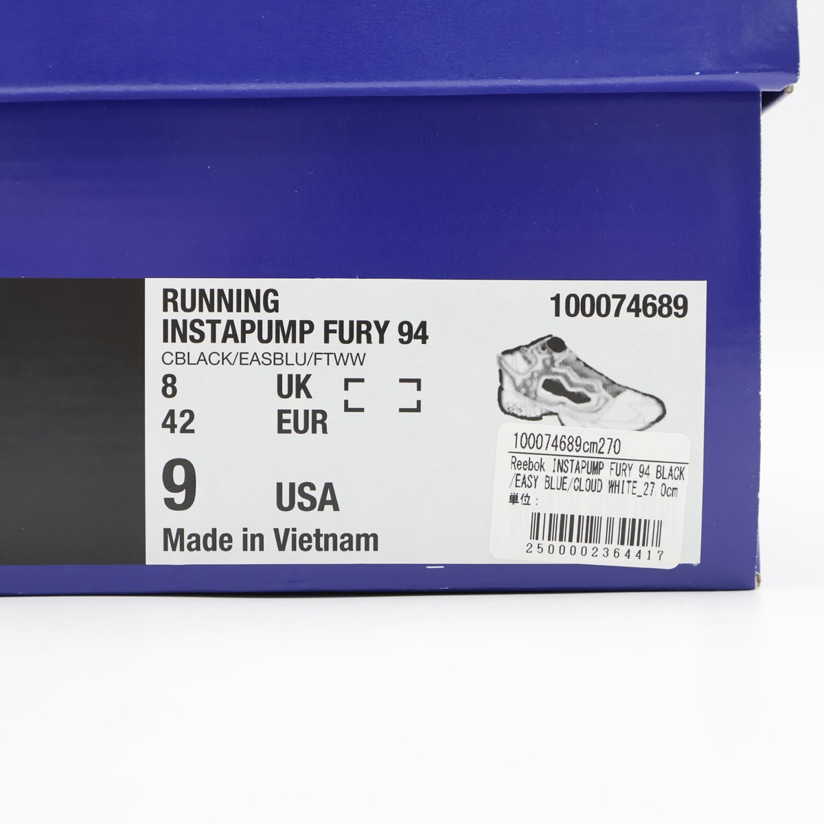 100074689 Reebok Instapump Fury 94 Lost OG White Black Blue (Men's)