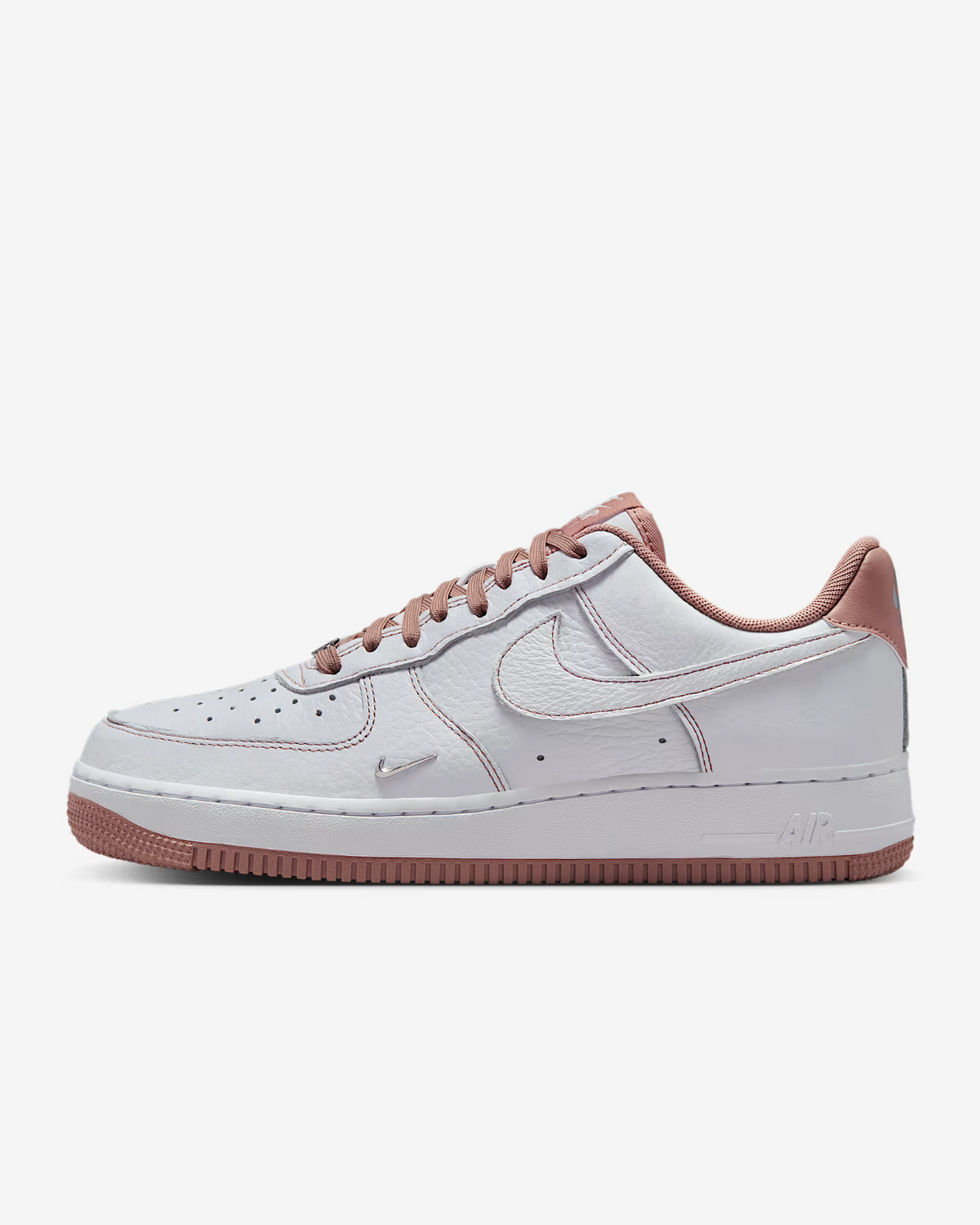 IB6543-100 Nike Air Force 1 Low White Metallic Silver Particle Pink (Women's)