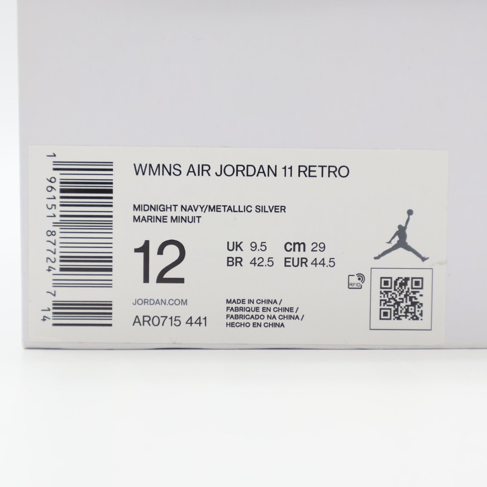 AR0715-441 Nike Air Jordan 11 Retro Midnight Navy Metallic Silver (Women's)