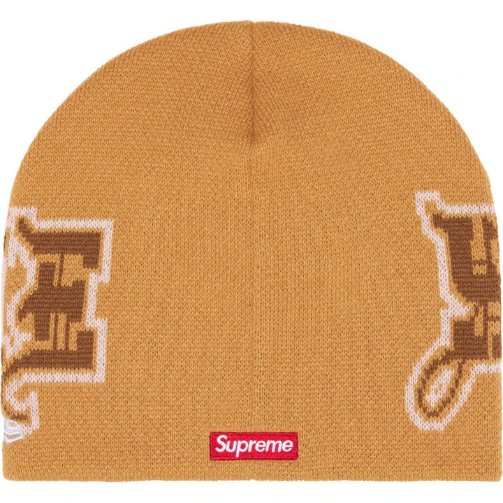 Supreme New Era Outline Beanie Tan
