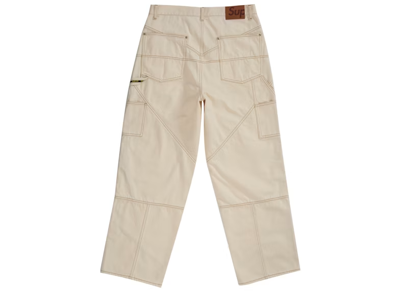 Supreme Contrast Stitch Double Knee Painter Jean Natural