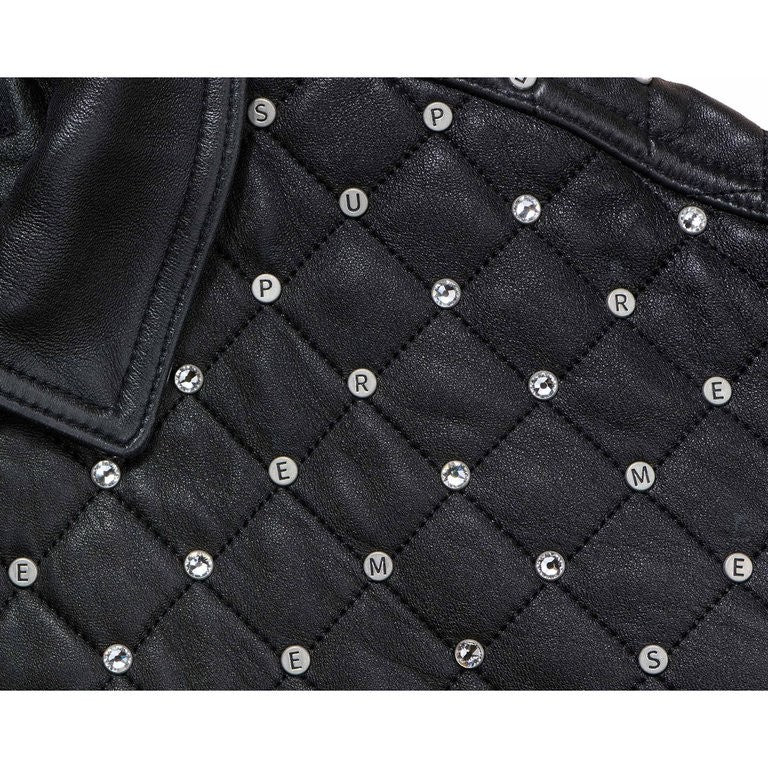Supreme Swarovski Studded Quilted Leather Jacket Black
