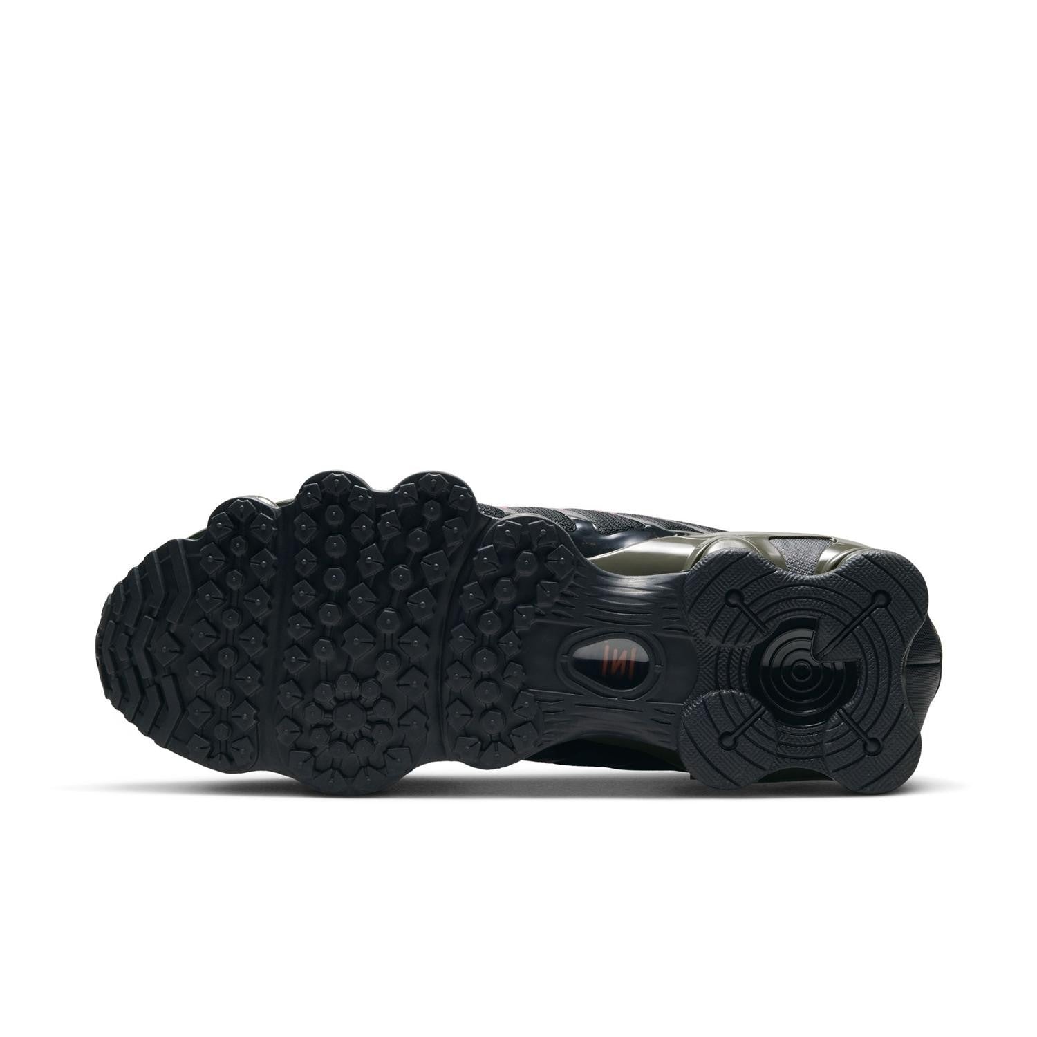 IR0918-001 Nike Shox TL "Black/Cargo Khaki-Sequoia-Newsprint"