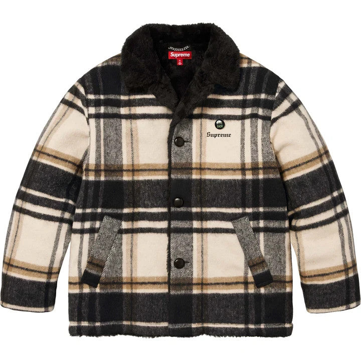 Supreme Plaid Car Coat Cream