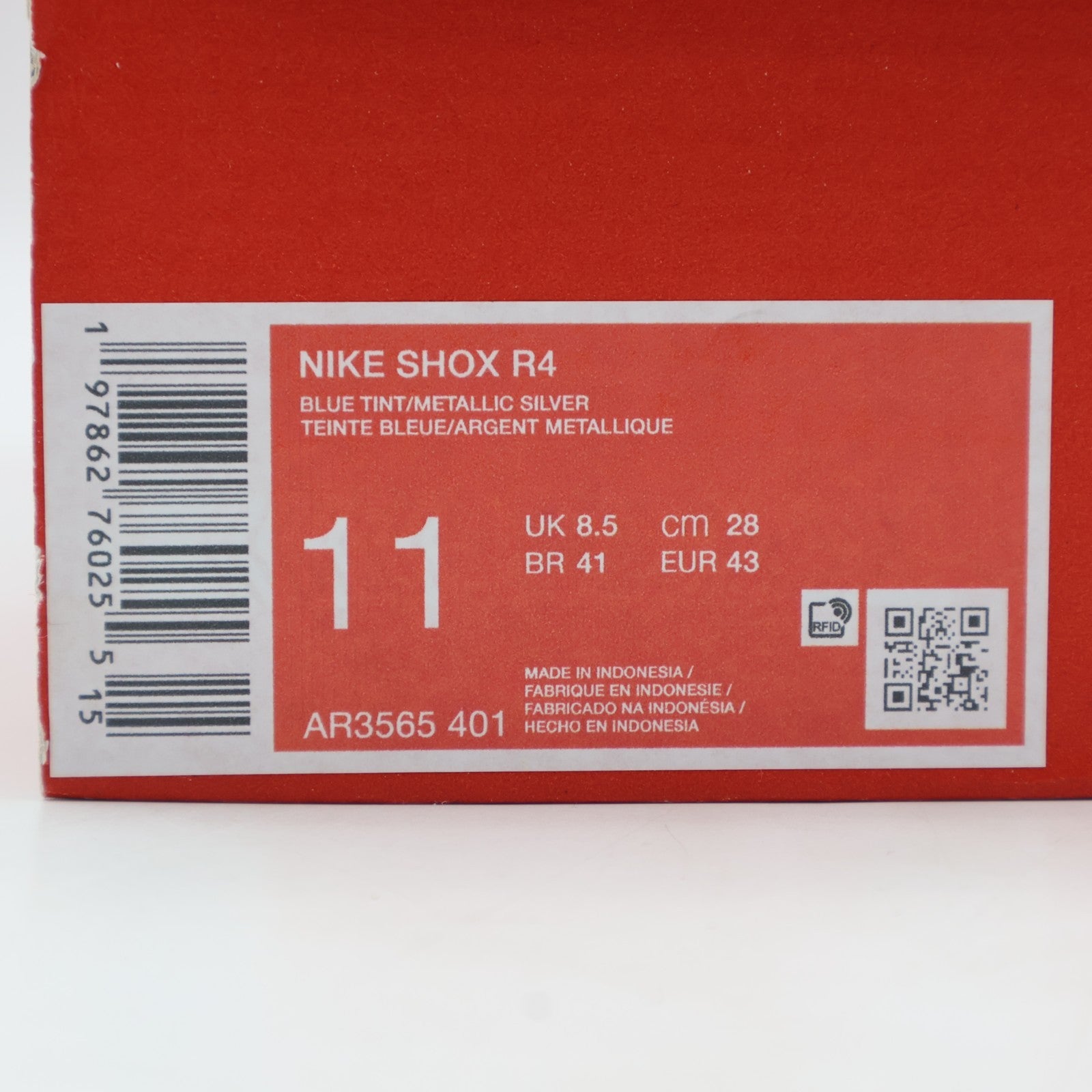 AR3565-401 Nike Shox R4 Blue Tint Total Orange Black Metallic Silver (Women's)