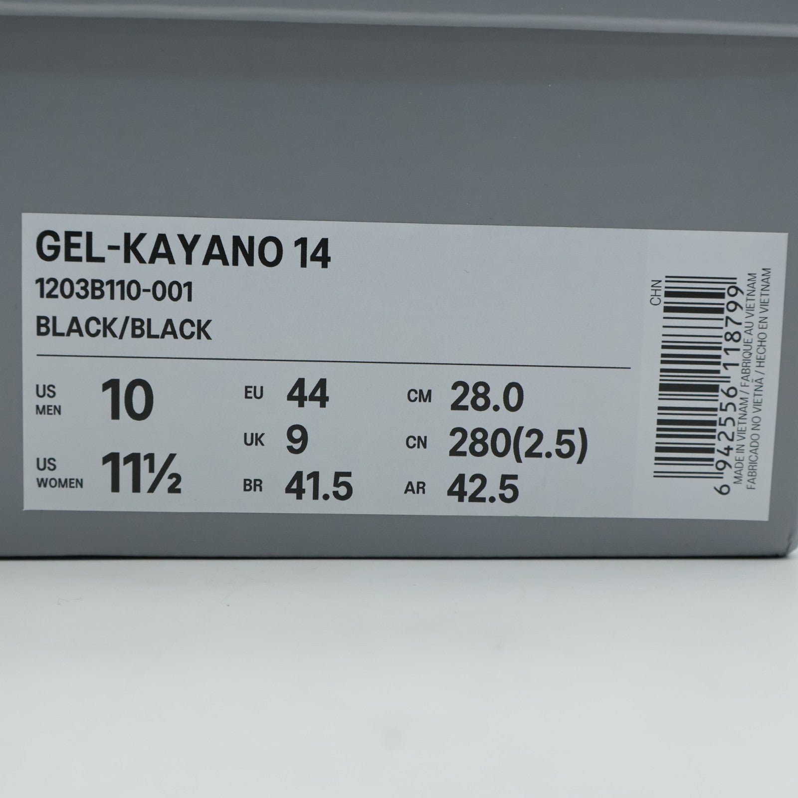 1203B110-001 THOM BROWNE Asics Gel-Kayano 14 Black (Men's)