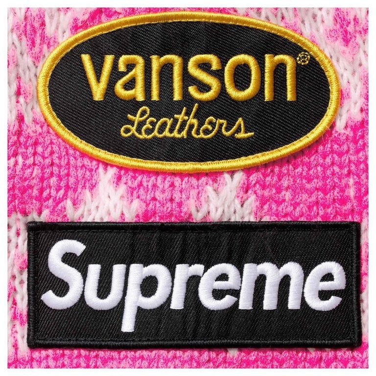 Supreme x Vanson Leathers Skull Zip Up Hooded Sweater Pink