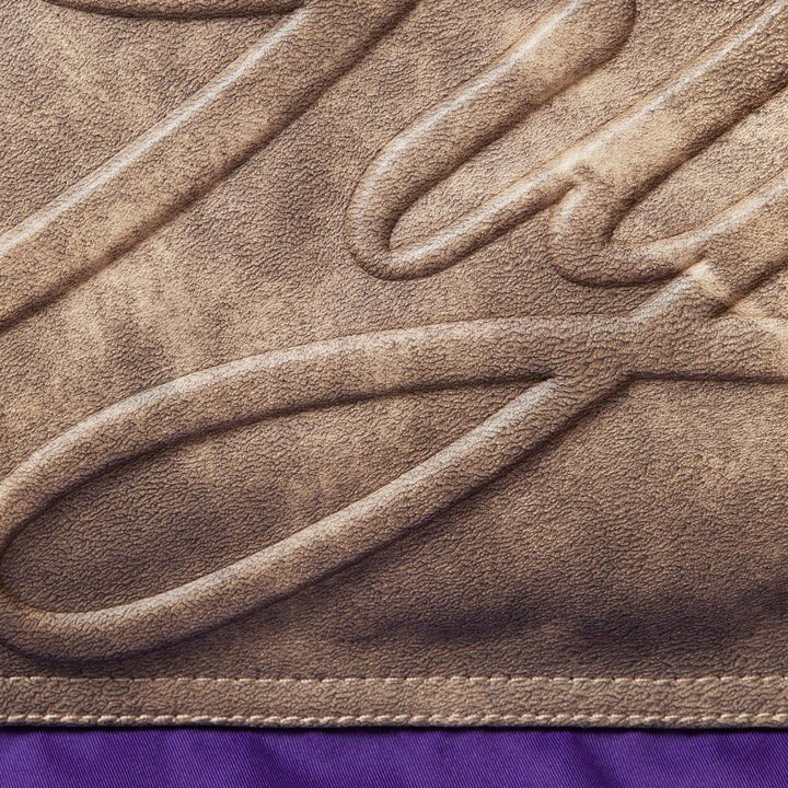 Supreme Leather Yoke Puffer Jacket Purple