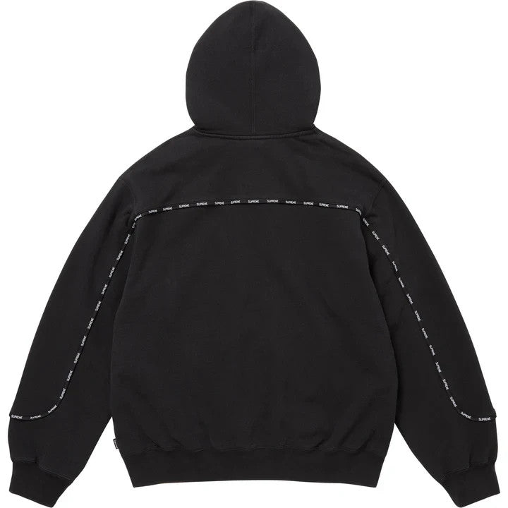 Supreme Piping Zip Up Hooded Sweatshirt Black