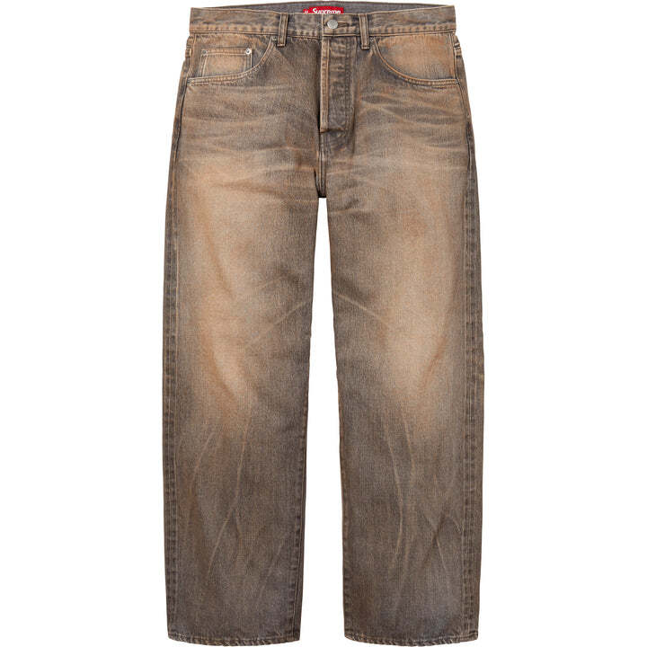 Supreme Distressed Loose Fit Selvedge Jean Washed Grey