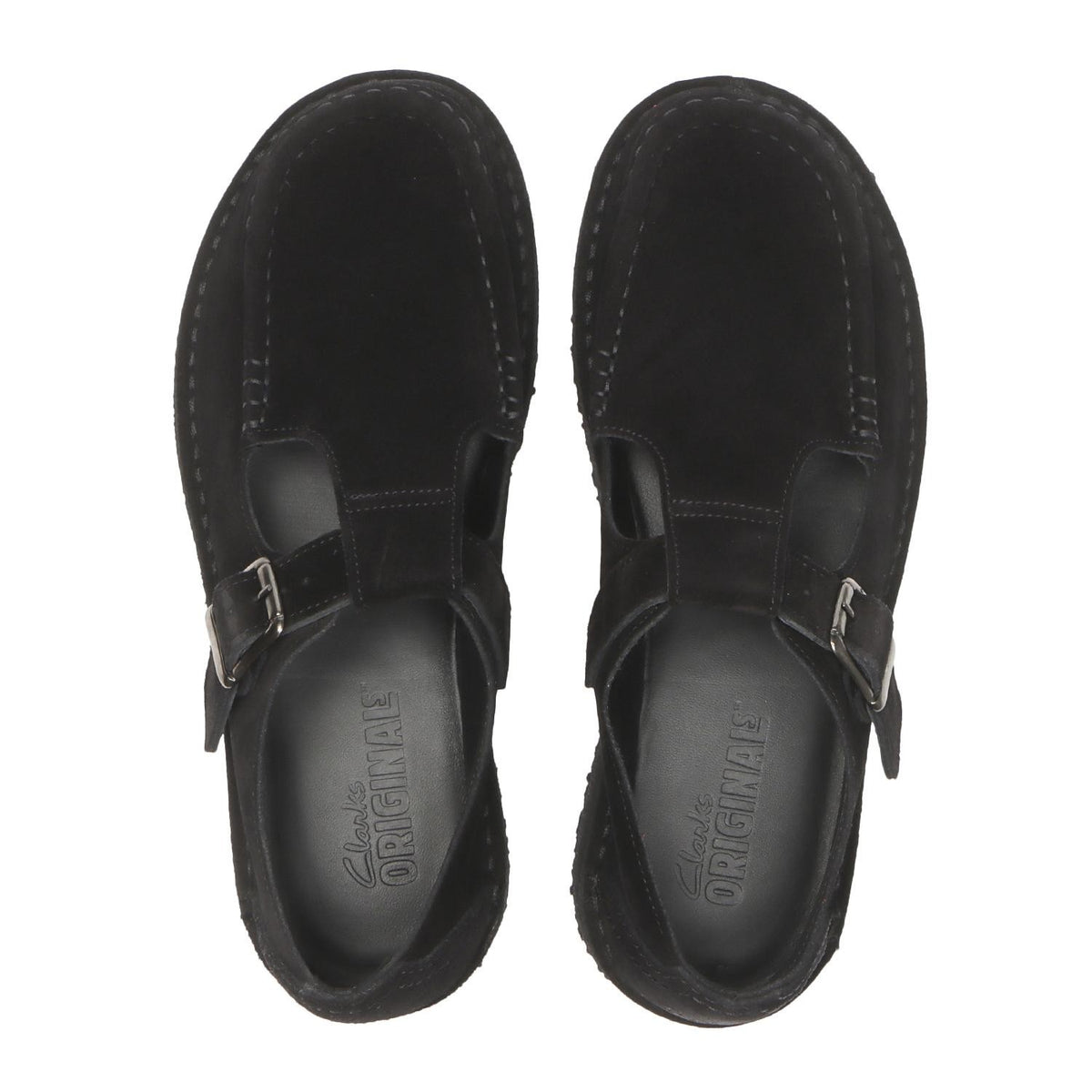 26182844 Clarks Nomad T Bar Black Suede ( Men's )