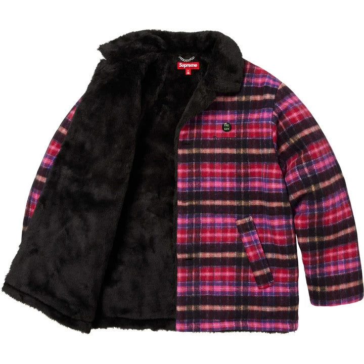 Supreme Plaid Car Coat Pink