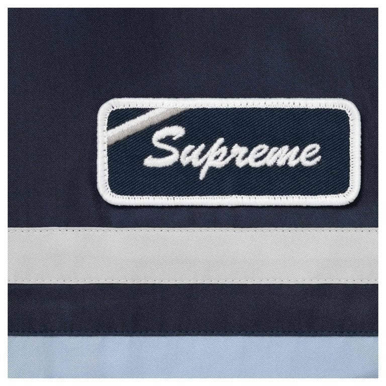 Supreme Silk Zip Up S/S Shirt Navy