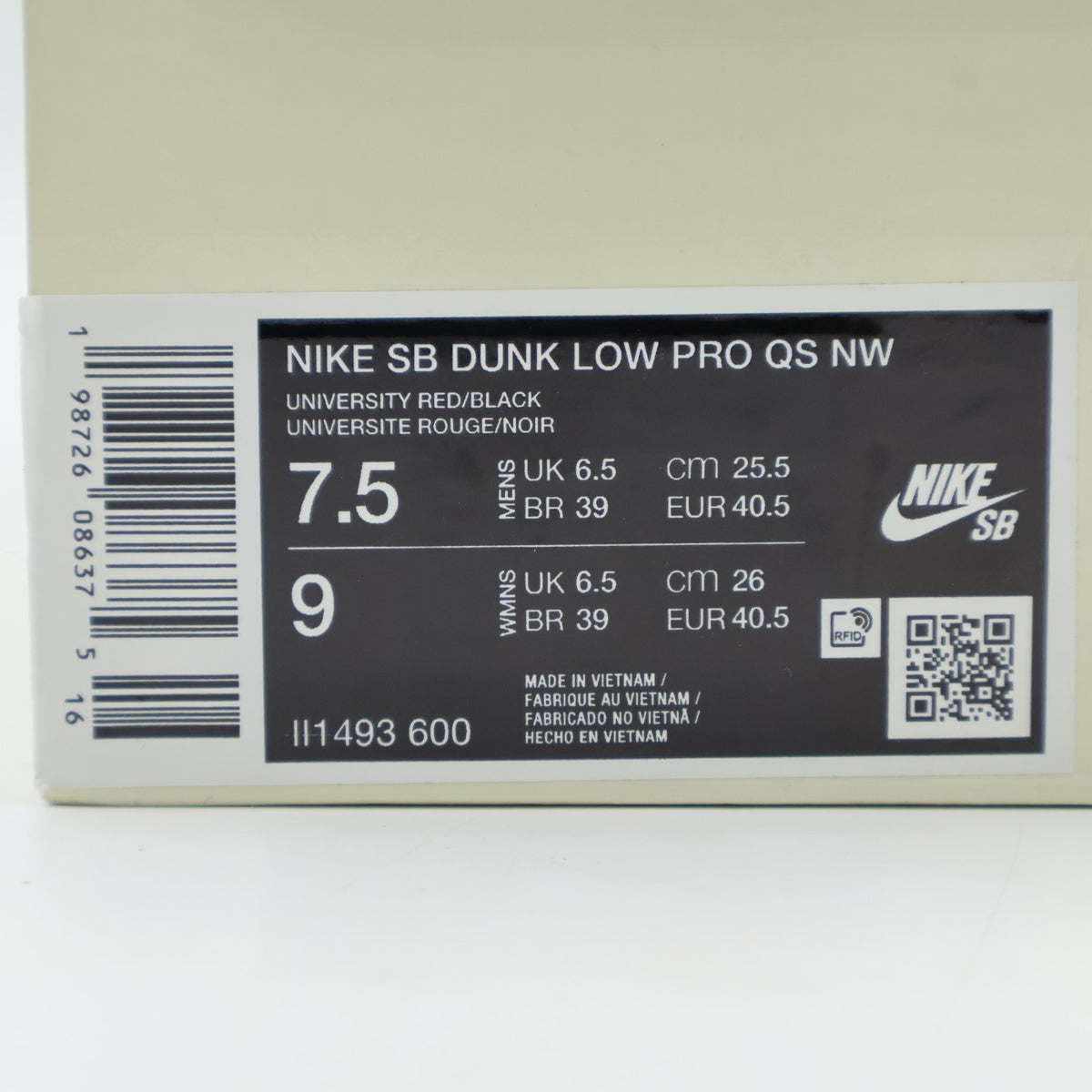 II1493-600 Nardwuar Nike SB Dunk Low Pro QS Tartan (Men's)