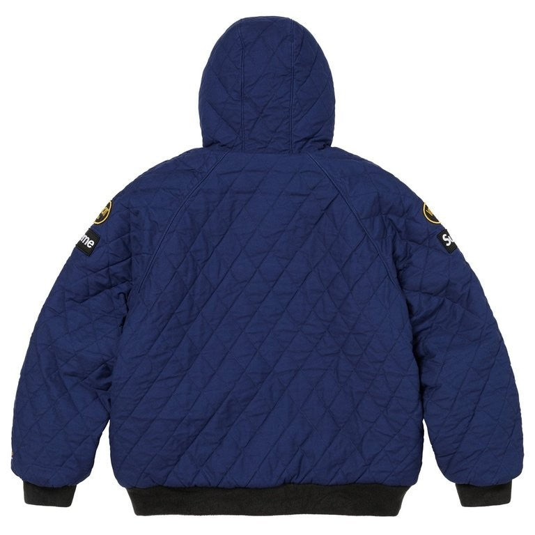 Supreme x Vanson Leathers Reversible Quilted Hooded Jacket Navy