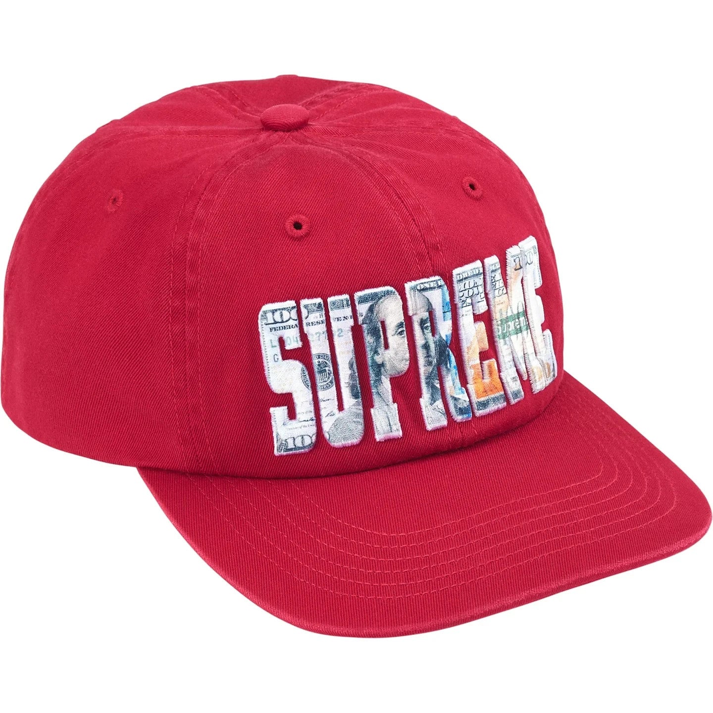 Supreme Embroidered Money Logo 6-Panel Red