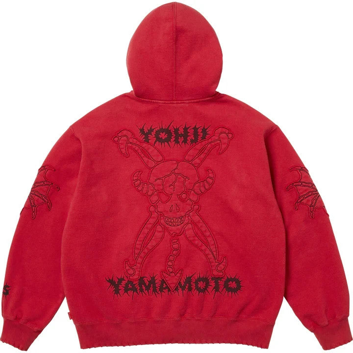 Supreme Y's by Yohji Yamamoto Zip Up Hooded Sweatshirt Washed Red