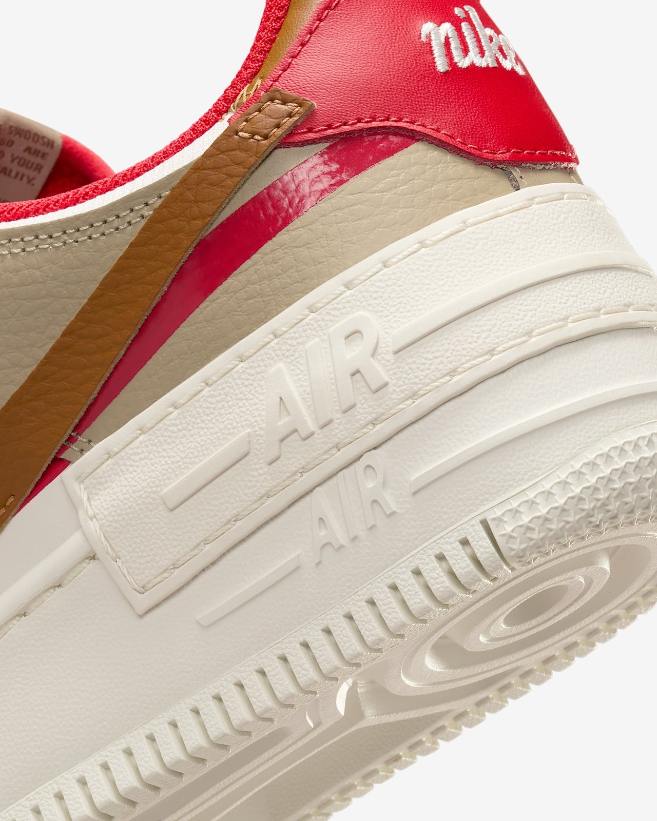 HQ3400-030 Nike Air Force 1 Shadow Phantom Fire Red Khaki Light (Women's )