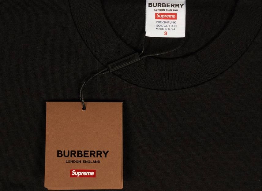 Supreme Burberry Box Logo Tee Black