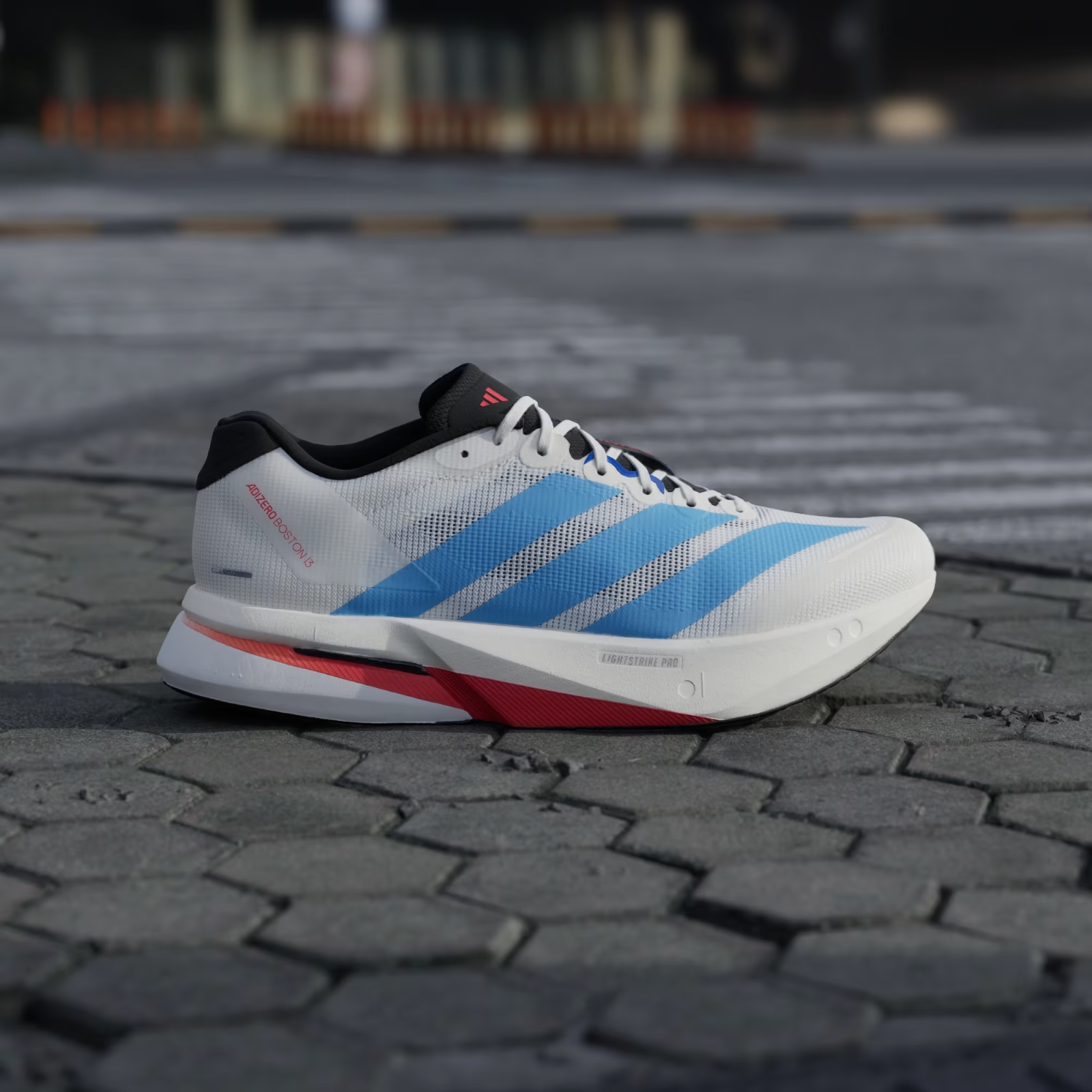 KK4992 adidas Adizero Boston 13 "Off White/Light Blue/Gold Metallic" (Men's)