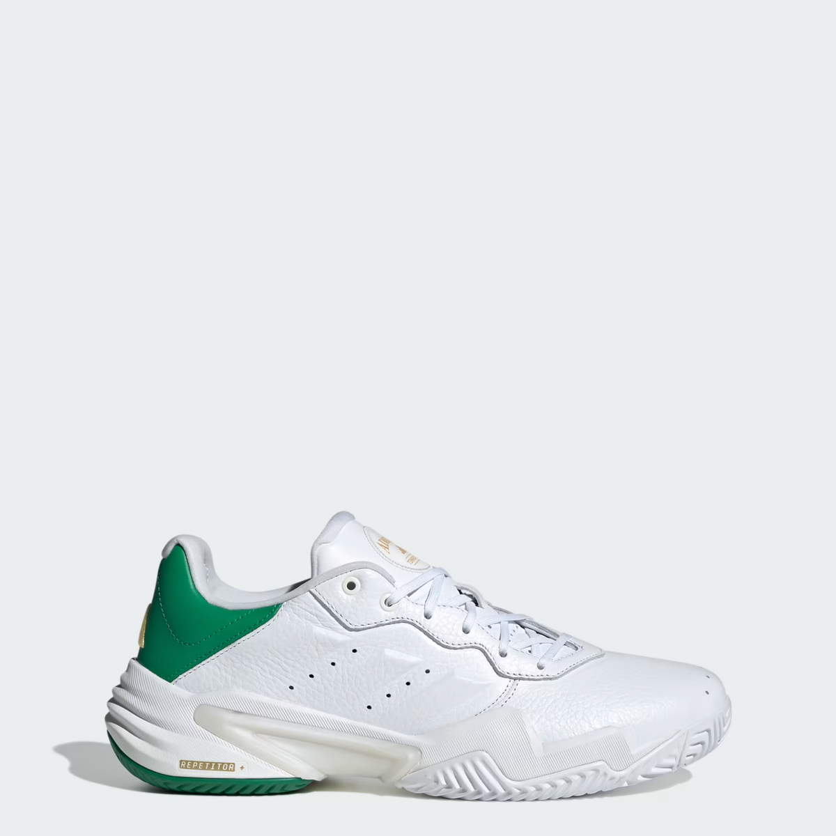JP7237 adidas Barricade 13 Leather Tennis Gold Metallic/Cloud White (Men's)